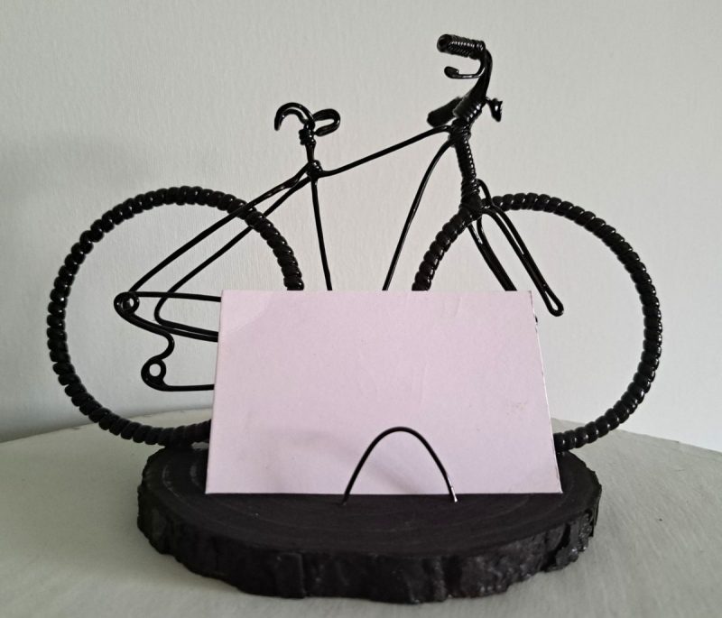 Handmade Black Wire Bicycle Business Card Holder