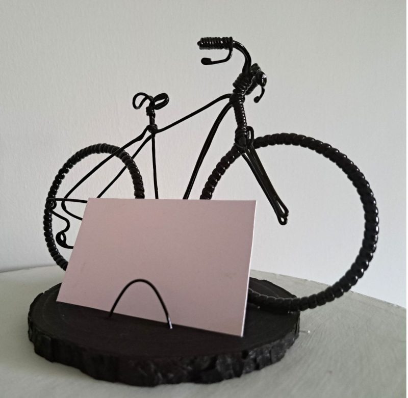 Handmade Black Wire Bicycle Business Card Holder