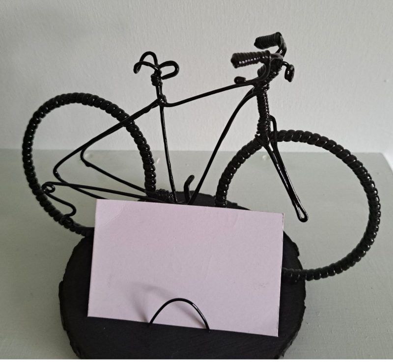 Handmade Black Wire Bicycle Business Card Holder