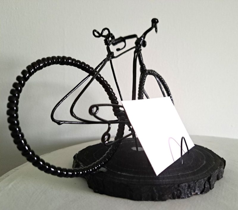 Handmade Black Wire Bicycle Business Card Holder