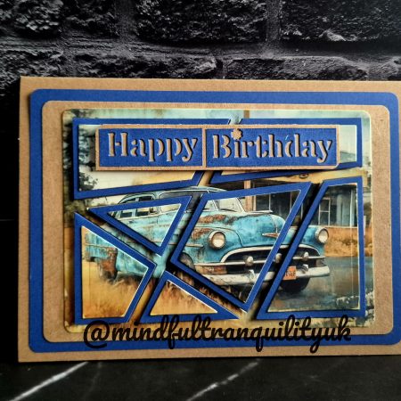 Handmade Vintage Classic Car Birthday Card | Unique Layered Classic Car | Available in Blue or Red | 5x7in