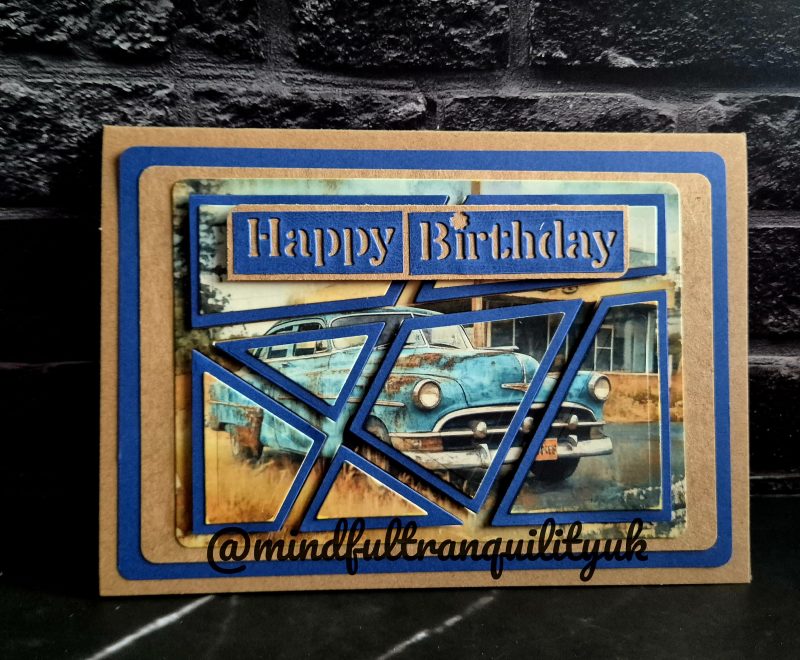 Handmade Vintage Classic Car Birthday Card | Unique Layered Classic Car | Available in Blue or Red | 5x7in