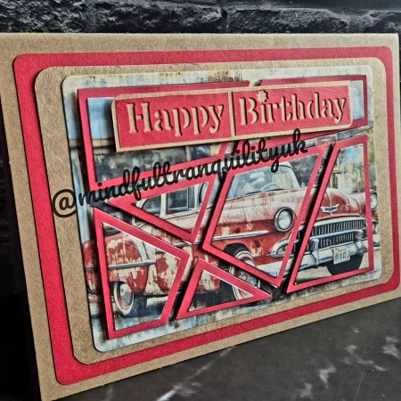 Handmade Vintage Classic Car Birthday Card | Unique Layered Classic Car | Available in Blue or Red | 5x7in