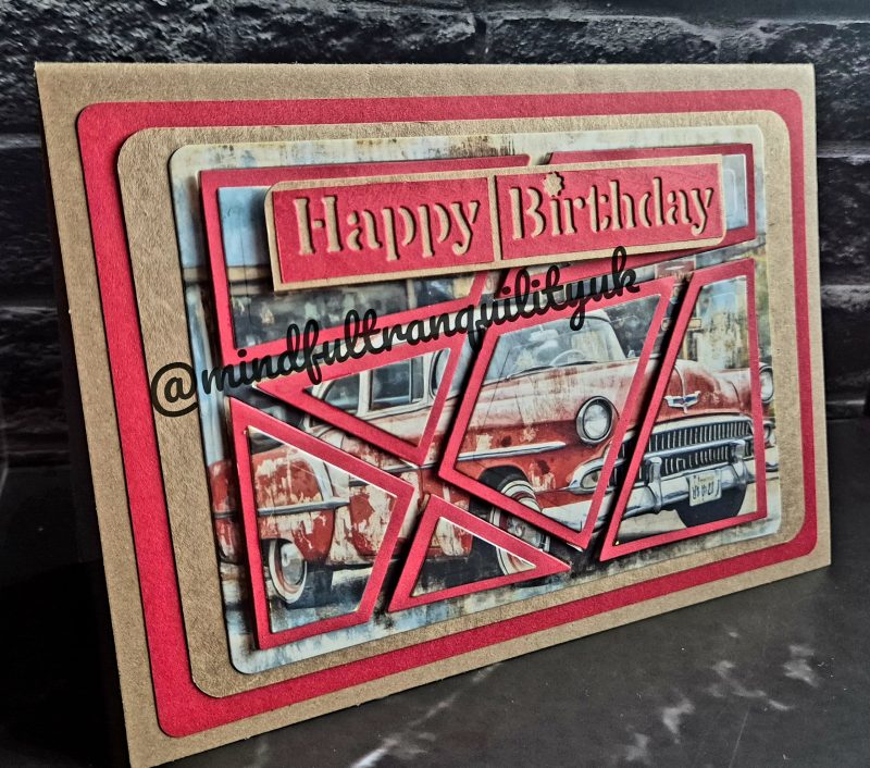 Handmade Vintage Classic Car Birthday Card | Unique Layered Classic Car | Available in Blue or Red | 5x7in