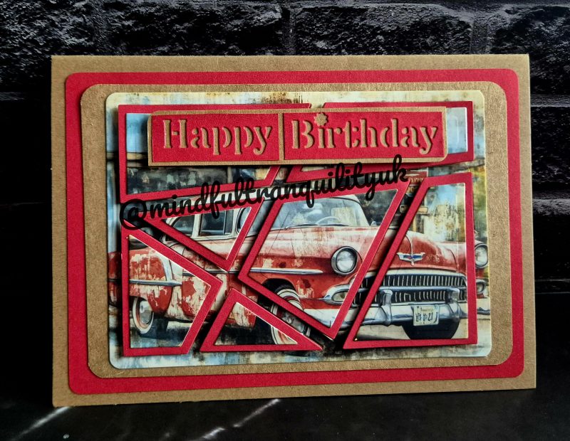 Handmade Vintage Classic Car Birthday Card | Unique Layered Classic Car | Available in Blue or Red | 5x7in