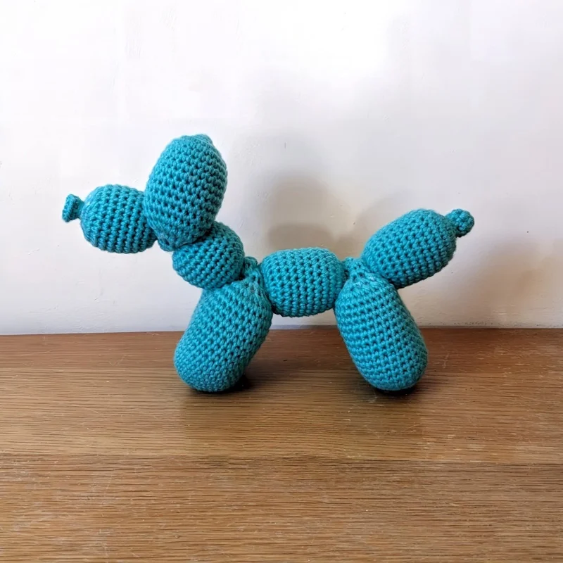 Teal Crochet Balloon Dog | Desk decor, Art Deco Gift