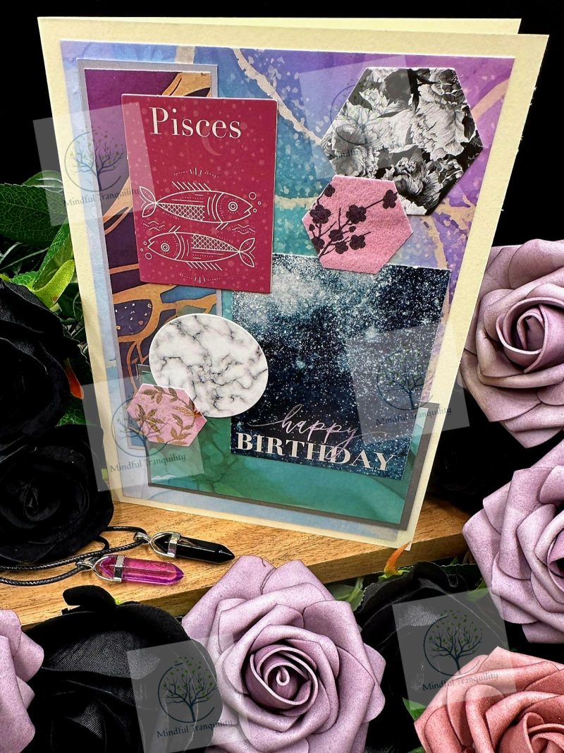 Pisces Horoscope Zodiac Birthday Card | Handmade Star Sign Greeting Card | Astrology Birthday Card | All 12 Zodiac Signs Available