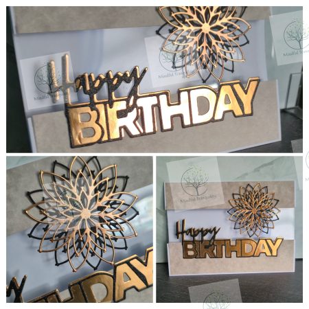 Handmade Luxury Mirror Finish Birthday Card | Elegant Floral Aperture Design | Available in Multiple Colours