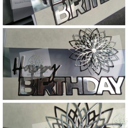 Handmade Luxury Mirror Finish Birthday Card | Elegant Floral Aperture Design | Available in Multiple Colours