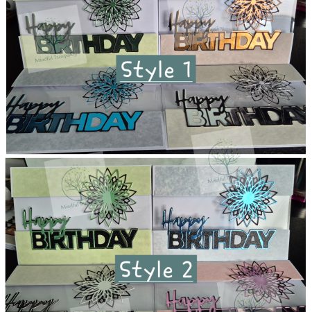 Handmade Luxury Mirror Finish Birthday Card | Elegant Floral Aperture Design | Available in Multiple Colours