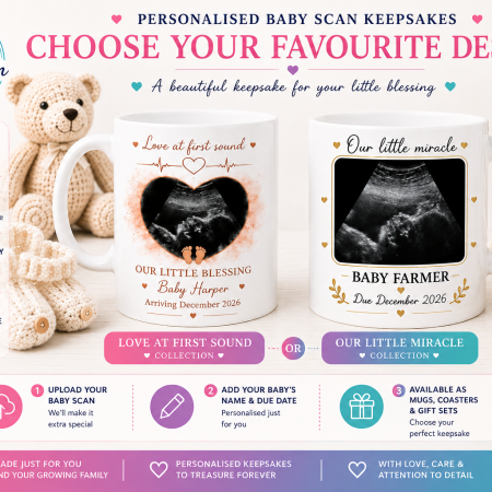 Personalised Baby Scan Mug & Matching Coaster