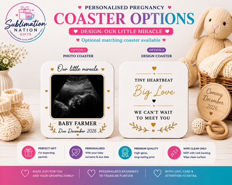 Personalised Baby Scan Mug & Matching Coaster