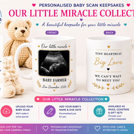Personalised Baby Scan Mug & Matching Coaster