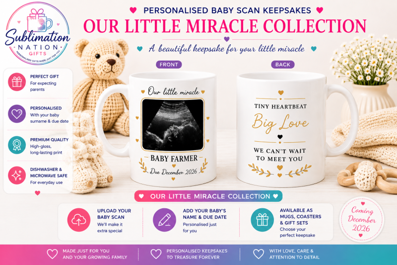 Personalised Baby Scan Mug & Matching Coaster