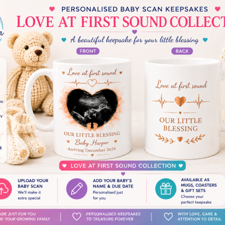 Personalised Baby Scan Mug & Matching Coaster