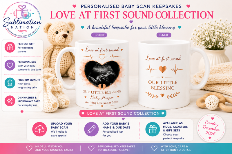 Personalised Baby Scan Mug & Matching Coaster