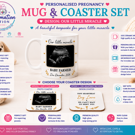 Personalised Baby Scan Mug & Matching Coaster