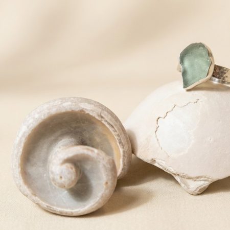 Cornish Blue Sea Glass Silver Ring