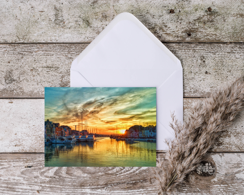 Single A6 Blank Greeting Card Weymouth Harbour Dorset with envelopes
