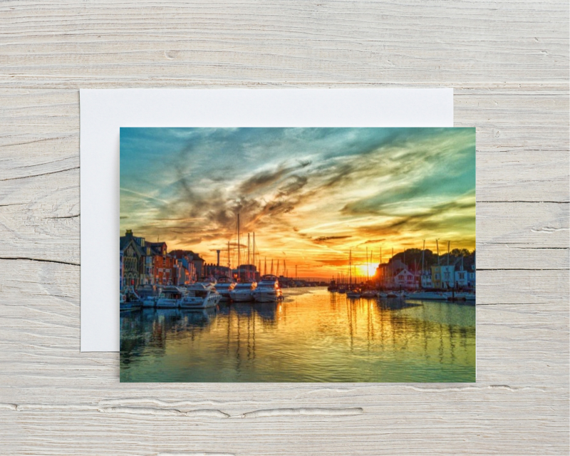 Single A6 Blank Greeting Card Weymouth Harbour Dorset with envelopes
