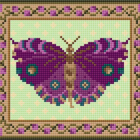 Purple Butterfly Tapestry Kit To Sew In Counted Cross-stitch