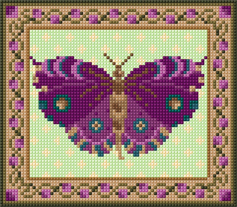 Purple Butterfly Tapestry Kit To Sew In Counted Cross-stitch