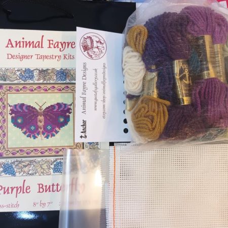 Purple Butterfly Tapestry Kit To Sew In Counted Cross-stitch