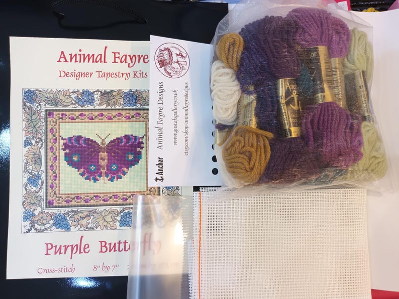 Purple Butterfly Tapestry Kit To Sew In Counted Cross-stitch