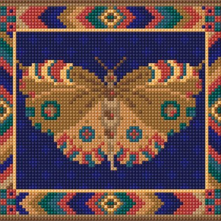 Yellow Butterfly Tapestry Kit To Sew Yourself In Counted Cross-stitch
