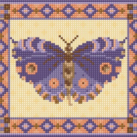 Blue Butterfly Tapestry Kit To Sew In Counted Cross-stitch