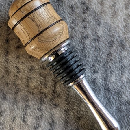 Hand turned bottle stopper made from oak with teardrop base