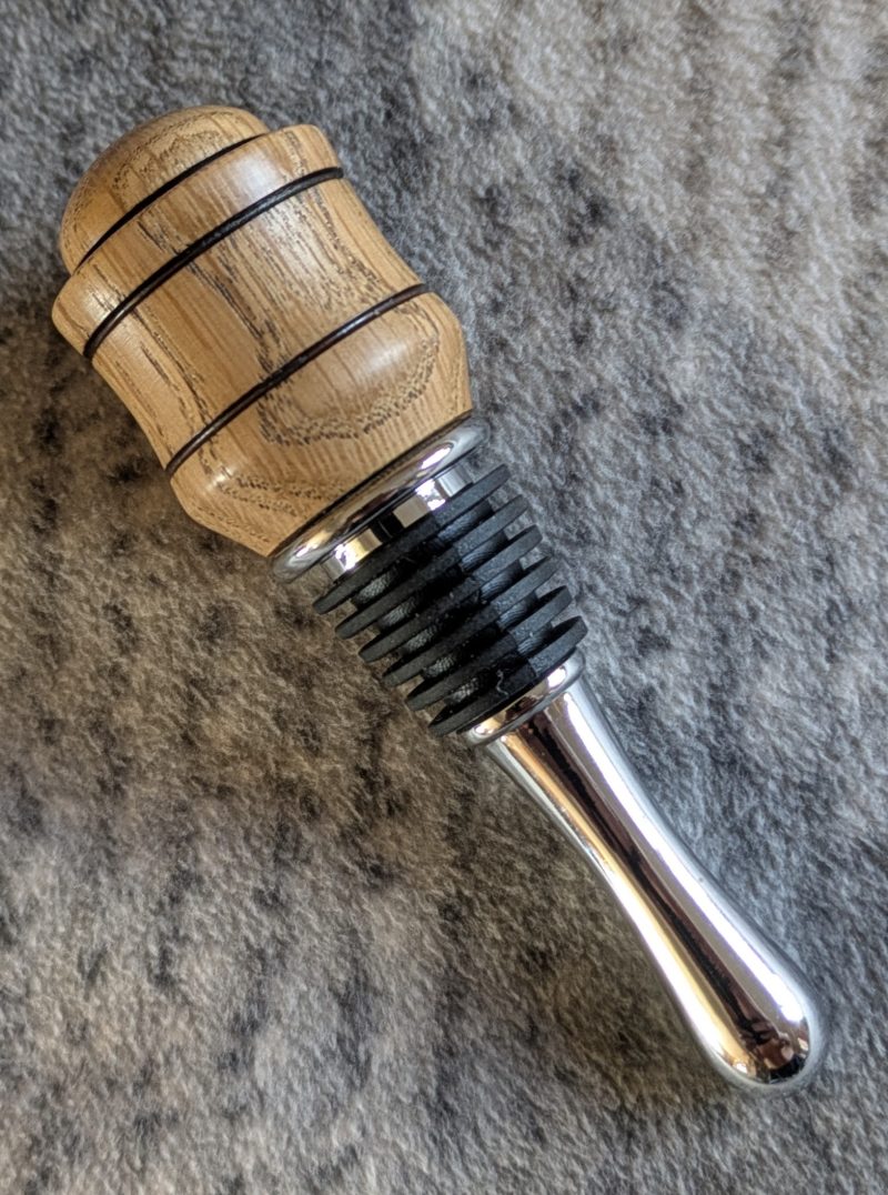 Hand turned bottle stopper made from oak with teardrop base
