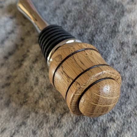 Hand turned bottle stopper made from oak with teardrop base