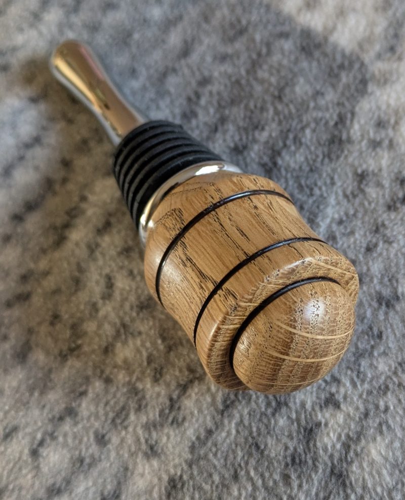 Hand turned bottle stopper made from oak with teardrop base