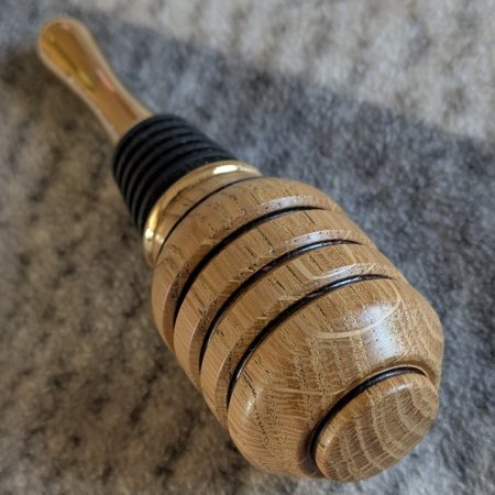 Hand turned bottle stopper made from oak wood