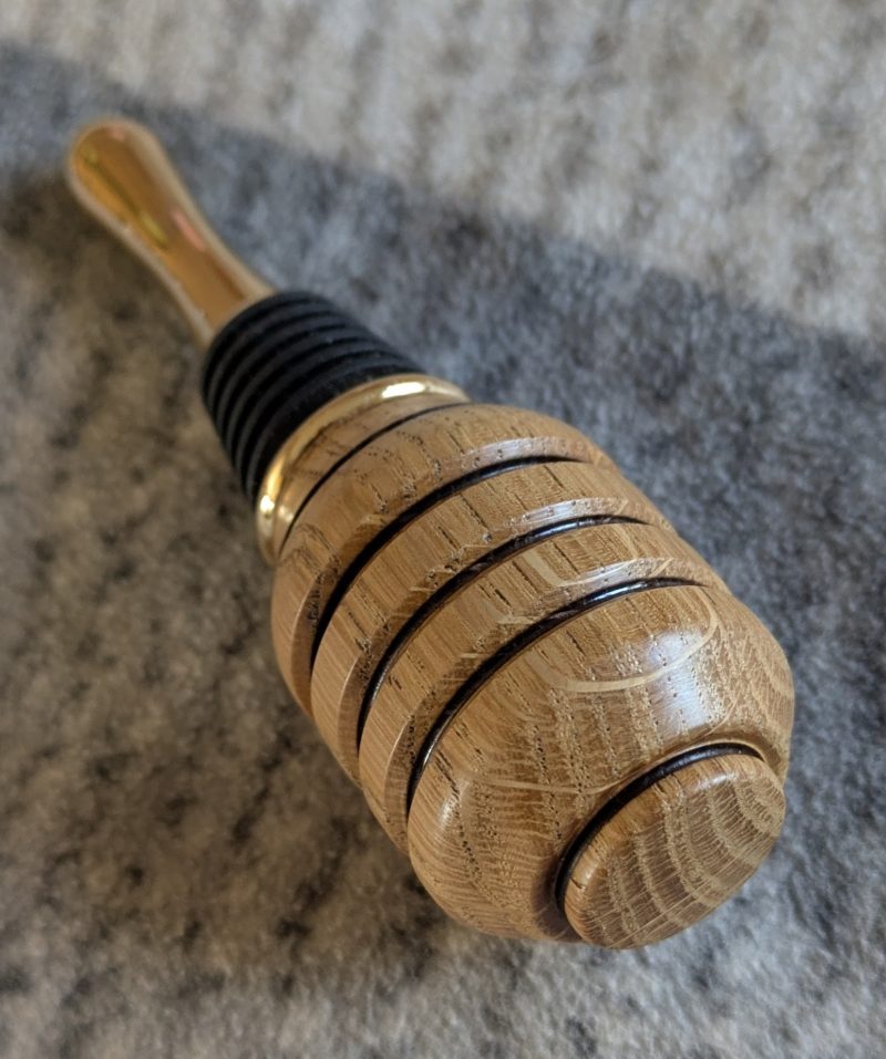 Hand turned bottle stopper made from oak wood
