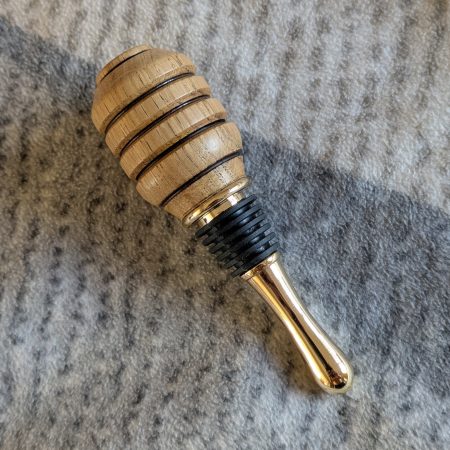 Hand turned bottle stopper made from oak wood
