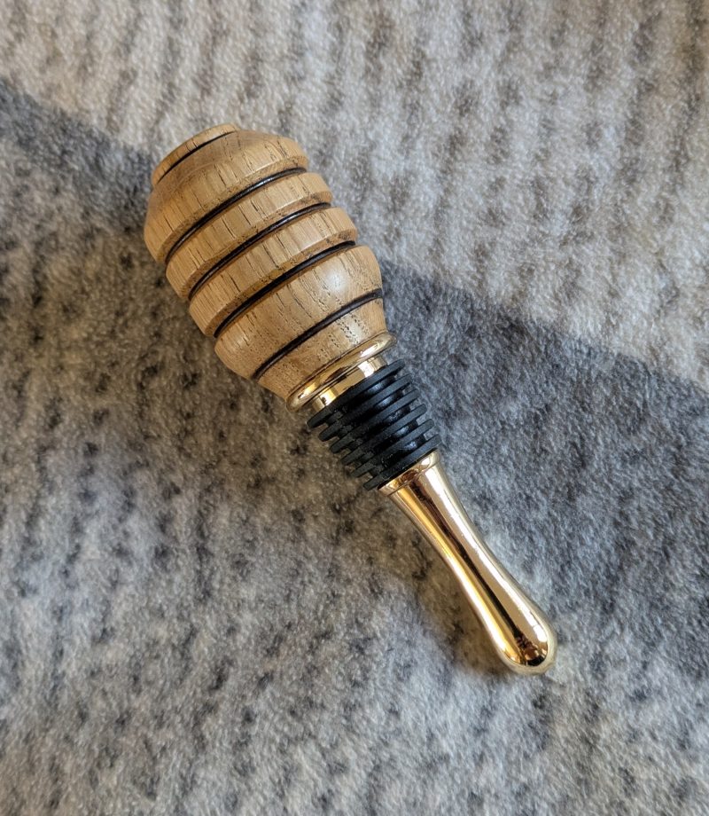 Hand turned bottle stopper made from oak wood