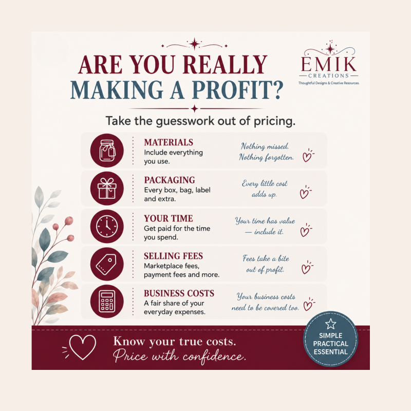 Handmade Product Costing Workbook – Printable PDF