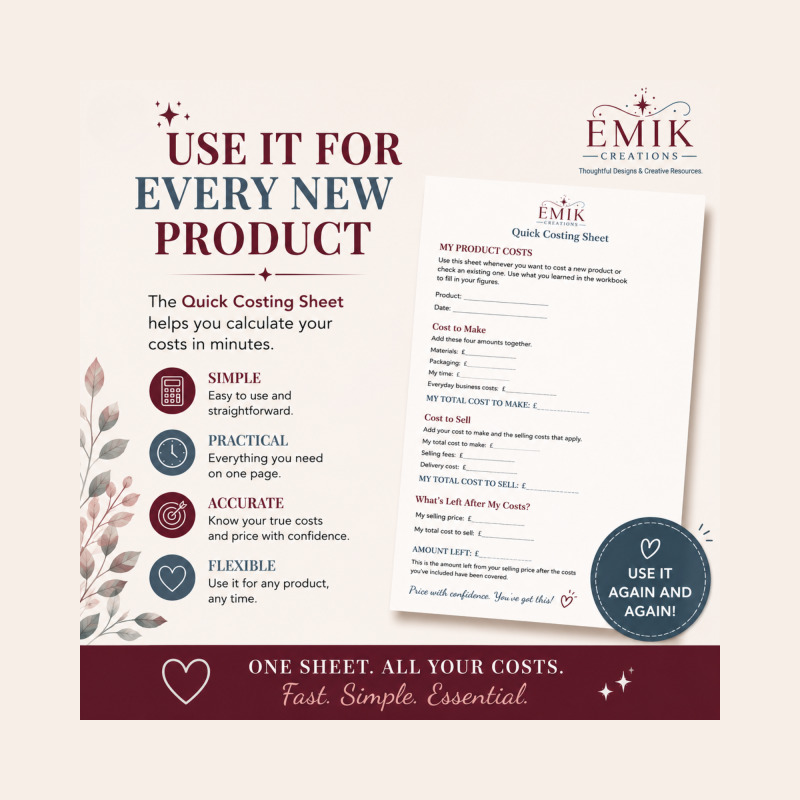 Handmade Product Costing Workbook – Printable PDF
