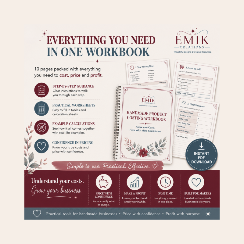 Handmade Product Costing Workbook – Printable PDF