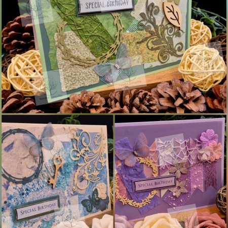 Luxury Handmade Mixed Media Greeting Cards | Floral Botanical Butterfly