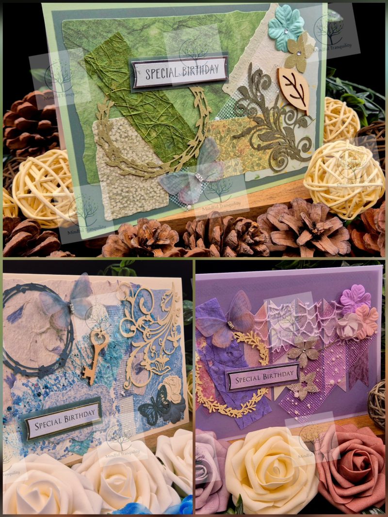 Luxury Handmade Mixed Media Greeting Cards | Floral Botanical Butterfly