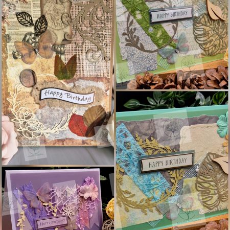 Luxury Handmade Mixed Media Greeting Cards | Floral Botanical Butterfly