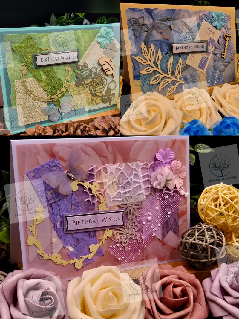 Luxury Handmade Mixed Media Greeting Cards | Floral Botanical Butterfly