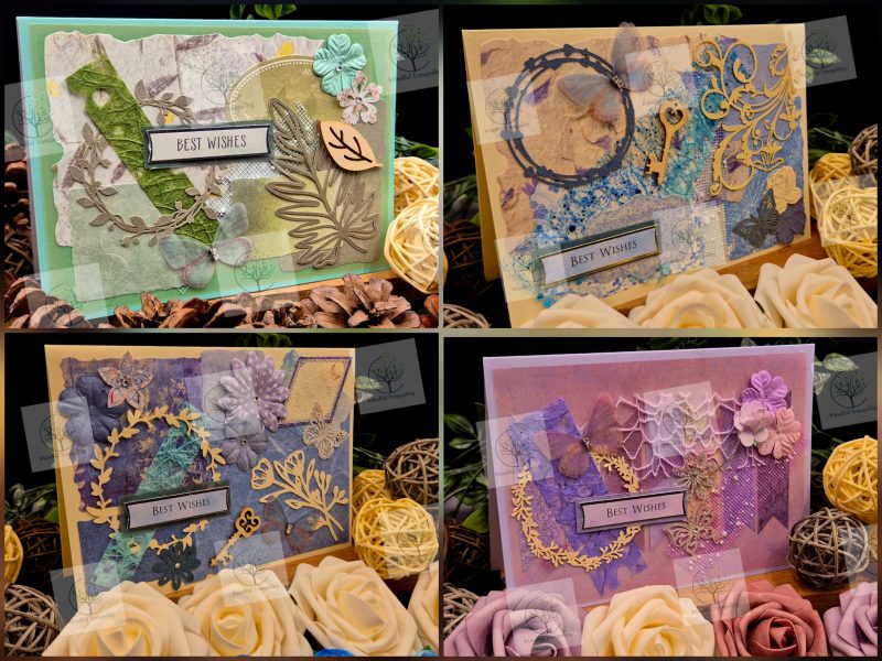 Luxury Handmade Mixed Media Greeting Cards | Floral Botanical Butterfly