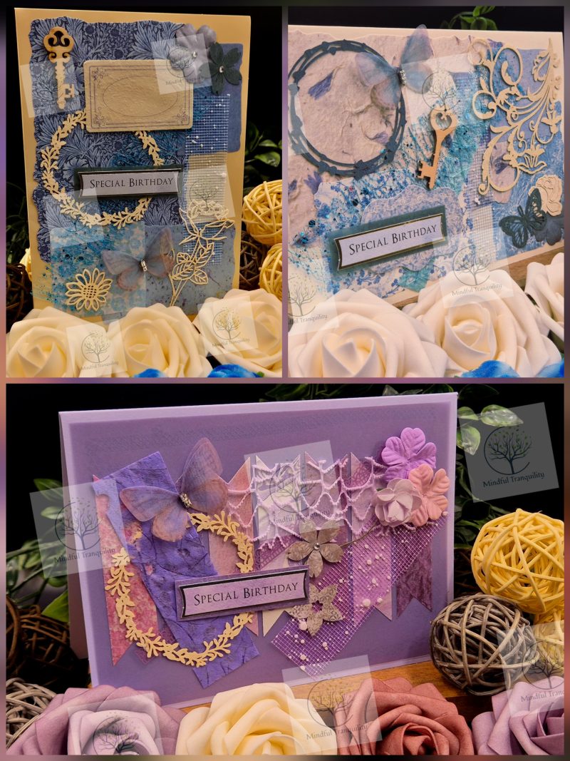 Luxury Handmade Mixed Media Greeting Cards | Floral Botanical Butterfly