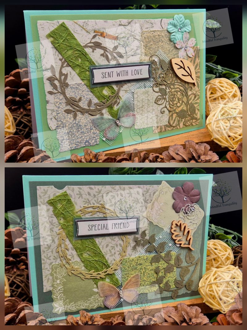 Luxury Handmade Mixed Media Greeting Cards | Floral Botanical Butterfly