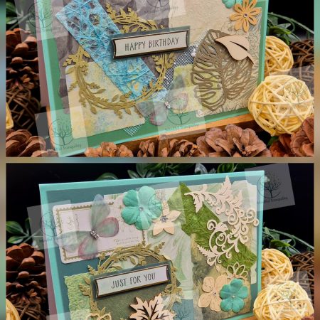 Luxury Handmade Mixed Media Greeting Cards | Floral Botanical Butterfly