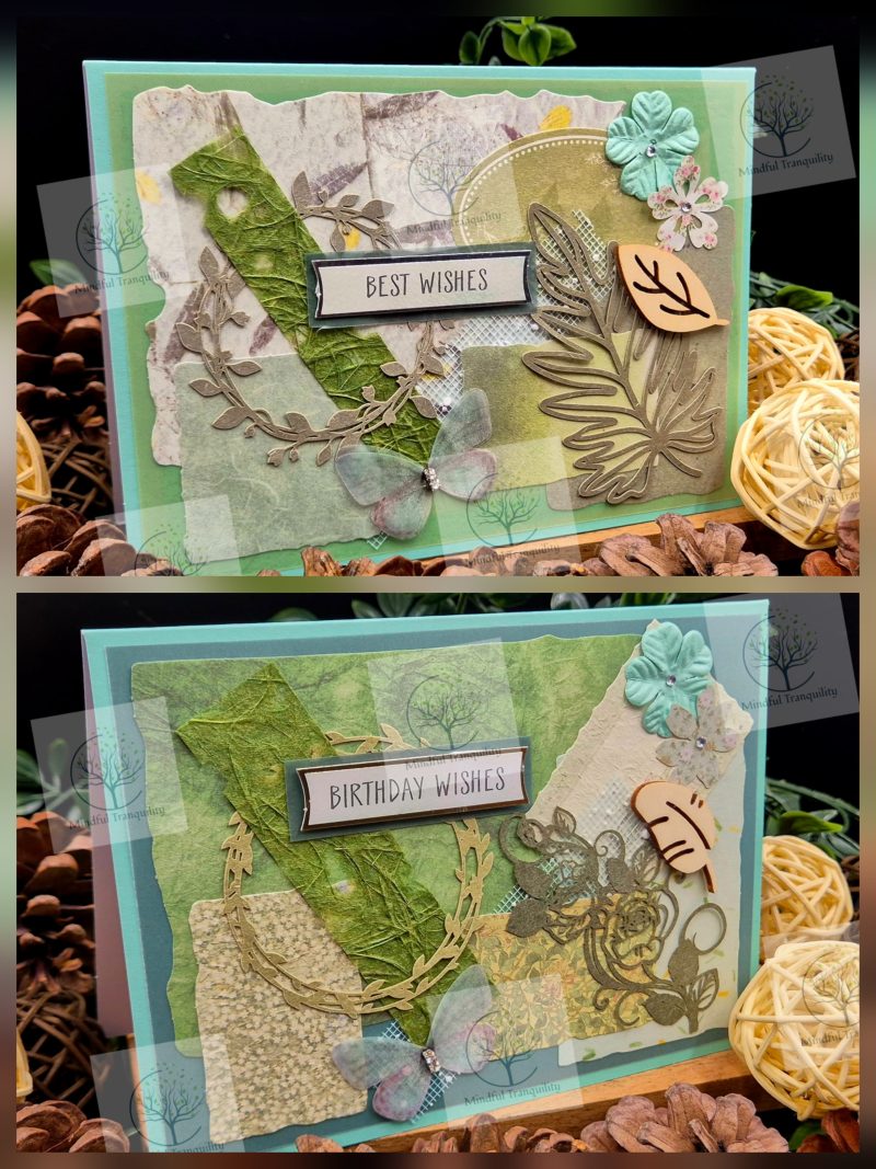 Luxury Handmade Mixed Media Greeting Cards | Floral Botanical Butterfly